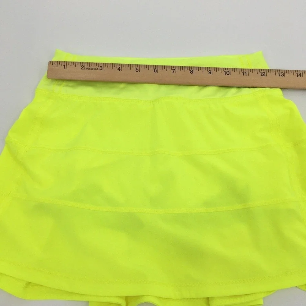 Lululemon Pace Rival Skirt Skort Sz 0 Highlighter Yellow Neon Pickleball Tennis
